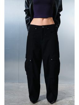 Bonkers Corner - Black Cargo Denim Pant