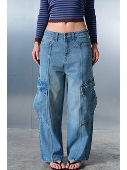 Bonkers Corner - Blue Indigo Cargo Denim Jeans