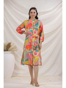 Autumnlane - Multi-Color Harshini Tangerine Abstract Dress with Belt (Set of 2)