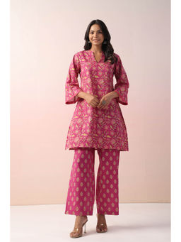 Autumnlane - Pink Harshini Moss Floral Printed Co-Ord (Set of 2)