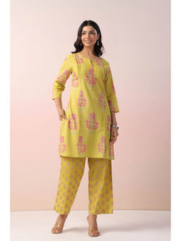 Autumnlane - Yellow Harshini Cotton Floral Printed Co-Ord (Set of 2)