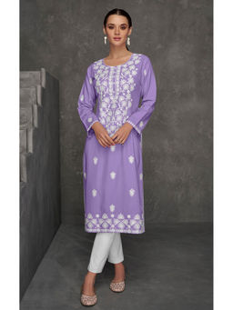 Autumnlane - Lilac Isharya Embroidery Kurta with Pant (Set of 2)