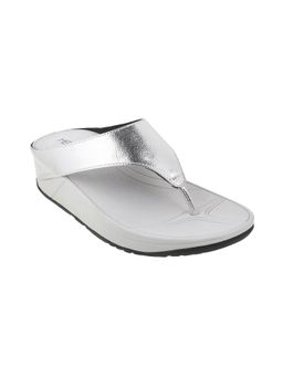 Metro - Womens Silver Platform HeelsMetro Women Silver Synthetic Solid Flipflops