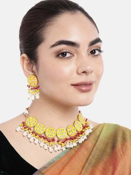 Peora - Handcrafted Enamel Meenakri Choker Necklace With Earrings Jewellery Set For Girls