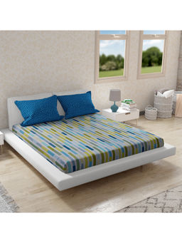 HomeTown - Fiesta Cotton Double Bed Sheet In Teal Green (Set of 3)