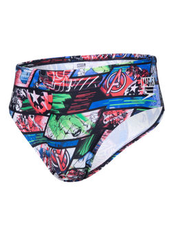 Speedo - Boy's Endurance10 Marvel Avengers Print Brief - Black & Neon Blue