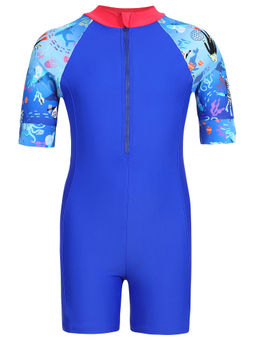 Speedo - Girls Endurance10 Essential All In One Suit - Raspberry Fill & Cobalt