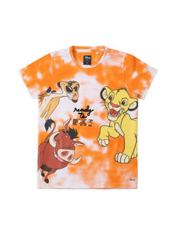 Allen Solly - Boys Orange Regular Fit Print Crew Neck T-shirt