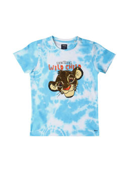 Allen Solly - Boys Blue Regular Fit Embellished Crew Neck T-shirt