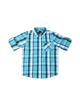 Allen Solly - Boys Blue Slim Fit Check Casual Shirt