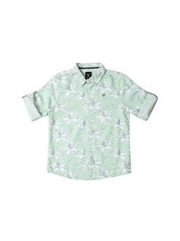 Allen Solly - Boys Green Slim Fit Print Casual Shirt