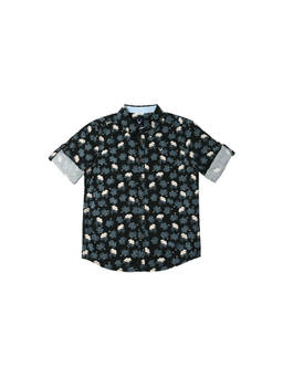 Allen Solly - Boys Black Slim Fit Print Casual Shirt
