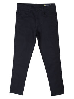 Allen Solly - Boys Navy Blue Slim Fit Check Trousers