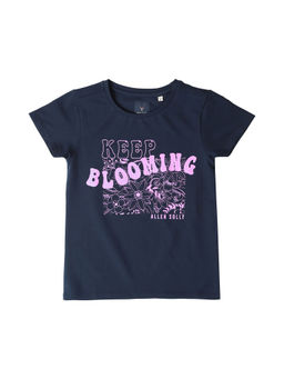 Allen Solly - Girls Navy Blue Print Casual T-shirt