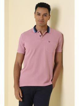 Allen Solly - Men Pink Textured Polo Neck T-Shirt