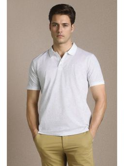Louis Philippe - Men White Print Polo Neck T-Shirt