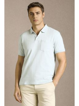 Louis Philippe - Men Light Blue Print Polo Neck T-Shirt