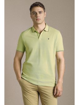 Louis Philippe - Men Green Solid Polo Neck T-Shirt