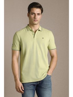 Louis Philippe - Men Green Solid Polo Neck T-Shirt
