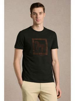 Louis Philippe - Men Black Print Crew Neck T-Shirt