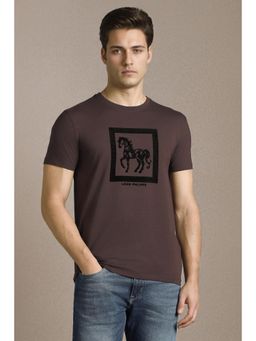 Louis Philippe - Men Brown Print Crew Neck T-Shirt