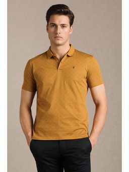 Louis Philippe - Men Brown Print Polo Neck T-Shirt