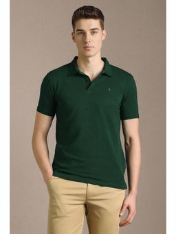 Louis Philippe - Men Green Print Polo Neck T-Shirt