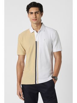 Peter England - Men Beige Patterned Polo Neck T-Shirt