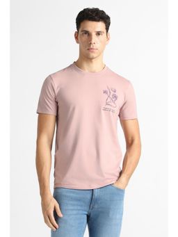 Van Heusen - Men Pink Graphic Print Crew Neck T-Shirt