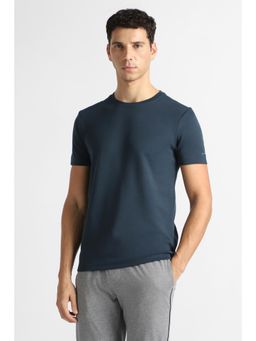 Van Heusen - Men Navy Solid Crew Neck T-Shirt