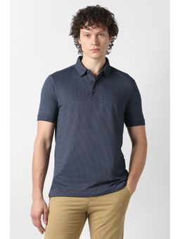 Van Heusen - Men Navy Printed Polo Neck T-Shirt