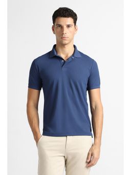 Van Heusen - Men Navy Solid Polo Neck T-Shirt