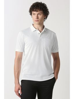Van Heusen - Men White Solid Polo Neck T-Shirt