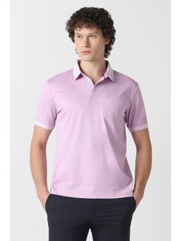 Van Heusen - Men Pink Print Polo Neck T-Shirt