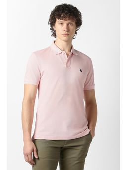 Van Heusen - Men Pink Solid Polo Neck T-Shirt