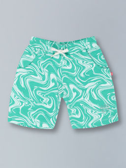 3PIN - Green Self Design Regular Fit Shorts