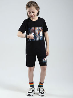Monte Carlo - Black Printed Regular Fit T-Shirt and Shorts
