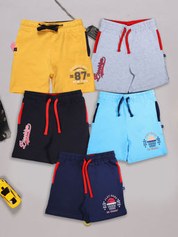 3PIN - Multi-Color Self Design Regular Fit Shorts (Pack of 5)