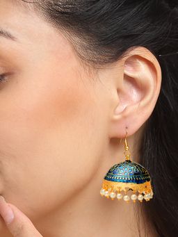Yellow Chimes - Gold-Plated Meenakari Jhumka Earrings (Pack of 2)