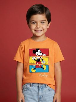 Nautinati - Boys Disney Mickey Mouse Placement Print Orange T-Shirt