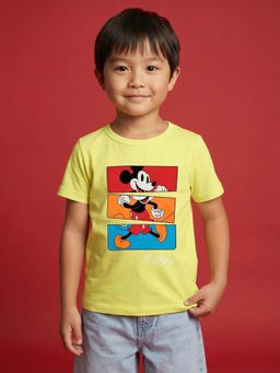 Nautinati - Boys Disney Mickey Mouse Placement Print Yellow T-Shirt