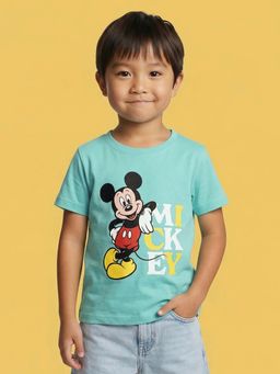 Nautinati - Boys Disney Mickey Mouse Placement Print Aqua T-Shirt