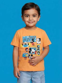Nautinati - Boys Disney Mickey Mouse Pop Art Placement Print Orange T-Shirt