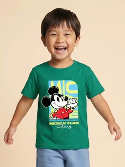 Nautinati - Boys Disney Mickey Mouse Racing Placement Print Green T-Shirt