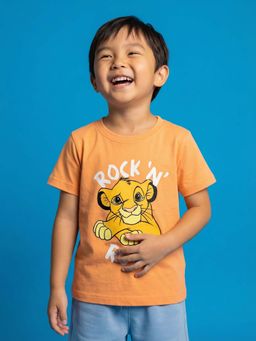 Nautinati - Boys Disney Lion King Rock & Roar Placement Print Orange T-Shirt