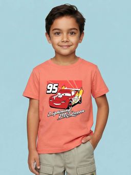 Nautinati - Boys Disney Cars Placement Print Peach T-Shirt