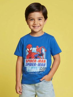 Nautinati - Boys Marvel Spiderman Placement Print Blue T-Shirt