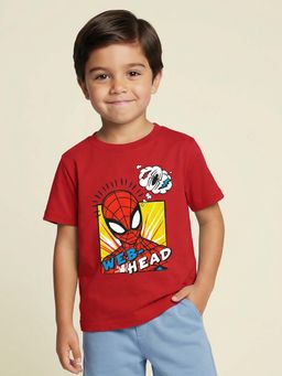 Nautinati - Boys Marvel Spiderman Placement Print Red T-Shirt