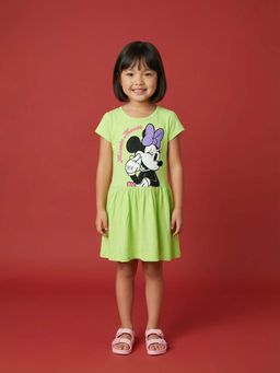 Nautinati - Girls Pure Cotton Disney Minnie Mouse Placement Print A-line Dress