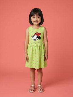 Nautinati - Girls Disney Minnie Mouse Placement Print and Polka Dot Print Dress